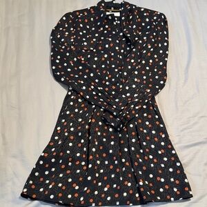 SAINT LAURENT Black Dress with Red and White Dots